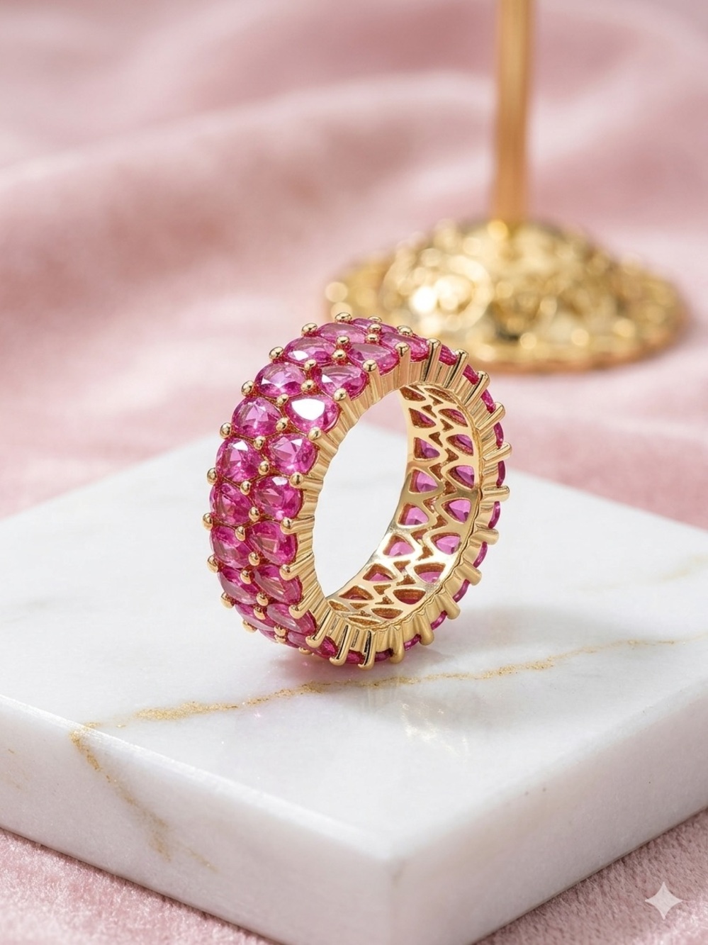 14k Gold - Filled Pink Crystal Eternity Ring